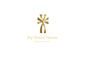 Elegant Interwoven Golden Cross Abstract Logo Design